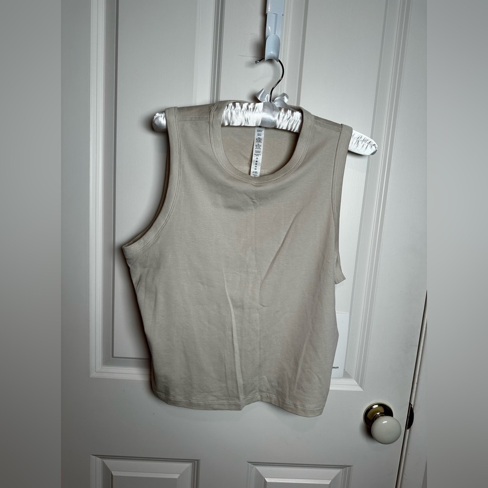 lululemon athletica classic got cotton blend crop tank  Cream Muscle Tee